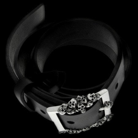 Cintura da donna nera con fibbia decorativa in argento MANUELA